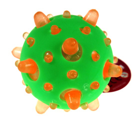 Piłka zielono-pomarańczowa SENSORYCZNA DLA DZIECI piłeczka rehabilitacyjna gniotek ŚWIECĄCA